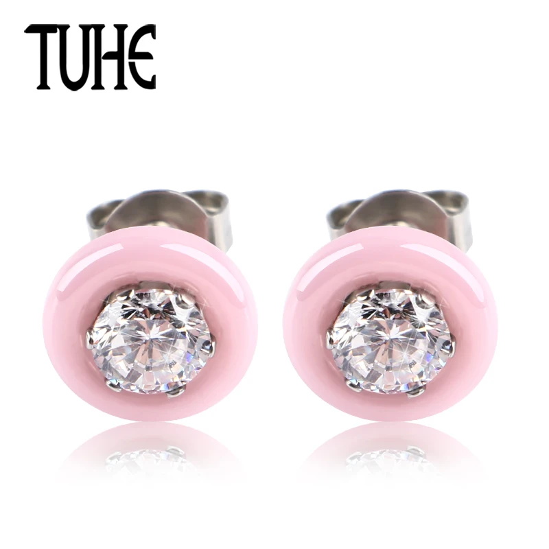 TUHE New Cute Pink Ceramic Earrings For Women Lovely Jewelry With One Shining Crystal Wedding Party Engagement Accessories Gifts
TUHE New Cute Pink Ceramic Earrings For Women Lovely Jewelry With One Shining Crystal Wedding Party Engagement Accessories Gifts