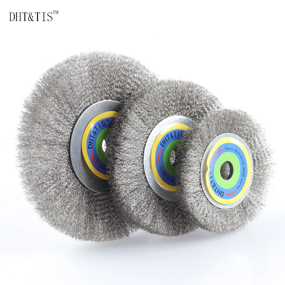 DHT&TIS 4",5",6" 0.15mm Stainless Steel Wire Wheel Brush Metal Derusting Polishing Deburring 16MM inner
DHT&TIS 4",5",6" 0.15mm Stainless Steel Wire Wheel Brush Metal Derusting Polishing Deburring 16MM inner