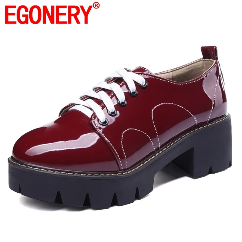 EGONERY shoes women spring newest concise casual round toe patent leather women pumps cross-tied med square heel platform shoes
EGONERY shoes women spring newest concise casual round toe patent leather women pumps cross-tied med square heel platform shoes