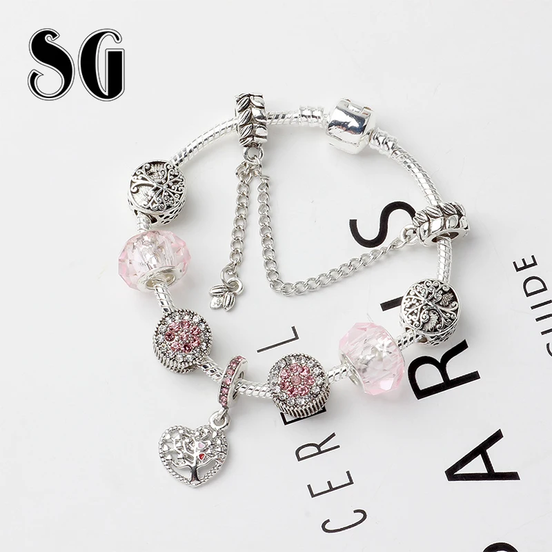 SG Luxury Brand 925 Unique Silver Crystal Charm Bracelet for Women DIY Beads the tree of life Bracelets & Bangles jewelry gifts
SG Luxury Brand 925 Unique Silver Crystal Charm Bracelet for Women DIY Beads the tree of life Bracelets & Bangles jewelry gifts