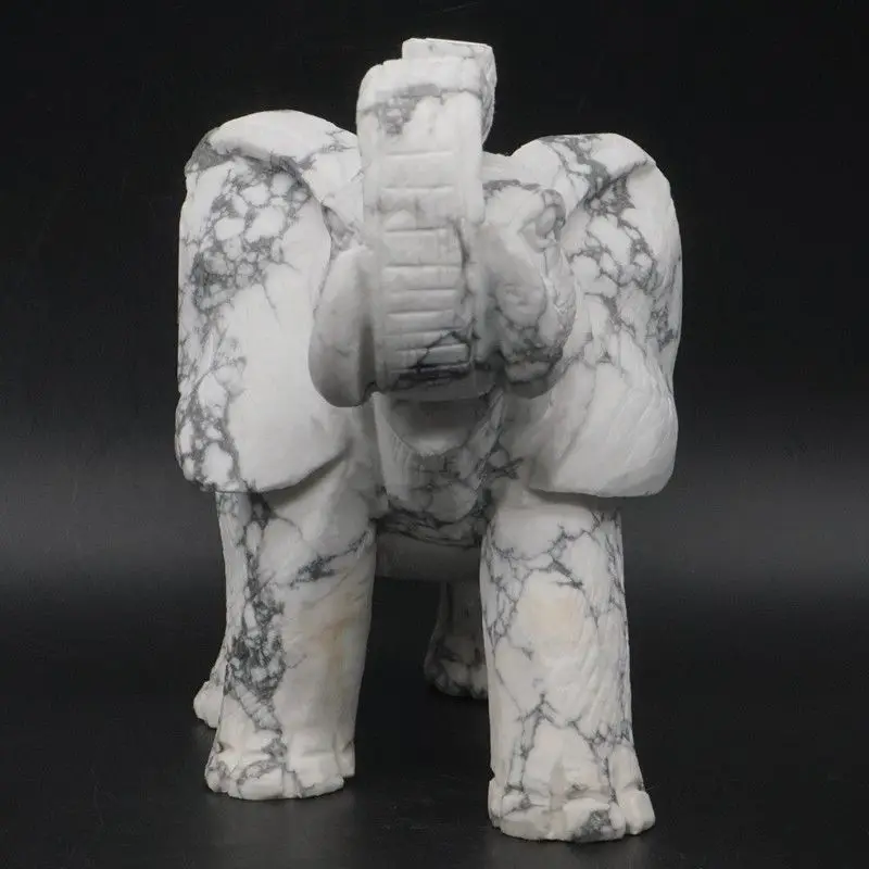 6 3 "Статуя Слона натуральный драгоценный камень белый бирюзовый говлит резной