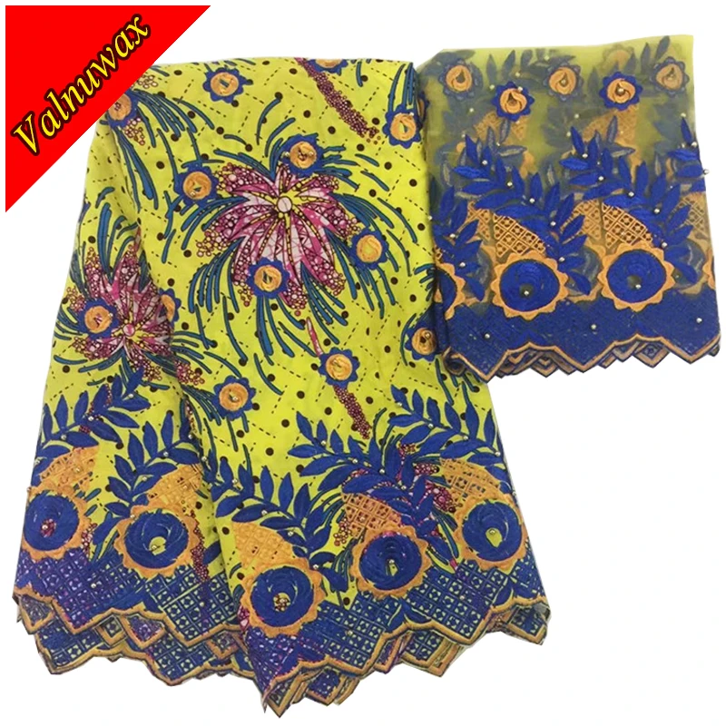Valnwax, African Ankara Cotton Silk Lace Embroidery With Stones 7Yards Nigerian Guipure Fabric cotton African Guipure-LSc
Valnwax, African Ankara Cotton Silk Lace Embroidery With Stones 7Yards Nigerian Guipure Fabric cotton African Guipure-LSc