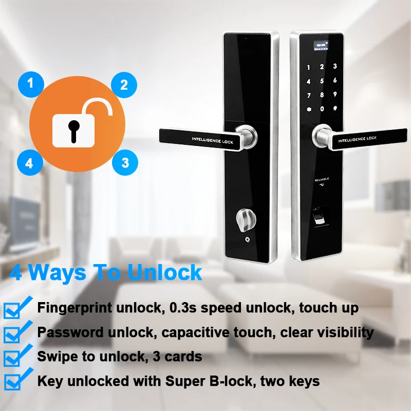 Eseye Digital Electronic Lock Door Safe Smart Door Locks Intelligent Fingerprint Door Lock Fingerprint With Password&RFID UnlocK
Eseye Digital Electronic Lock Door Safe Smart Door Locks Intelligent Fingerprint Door Lock Fingerprint With Password&RFID UnlocK