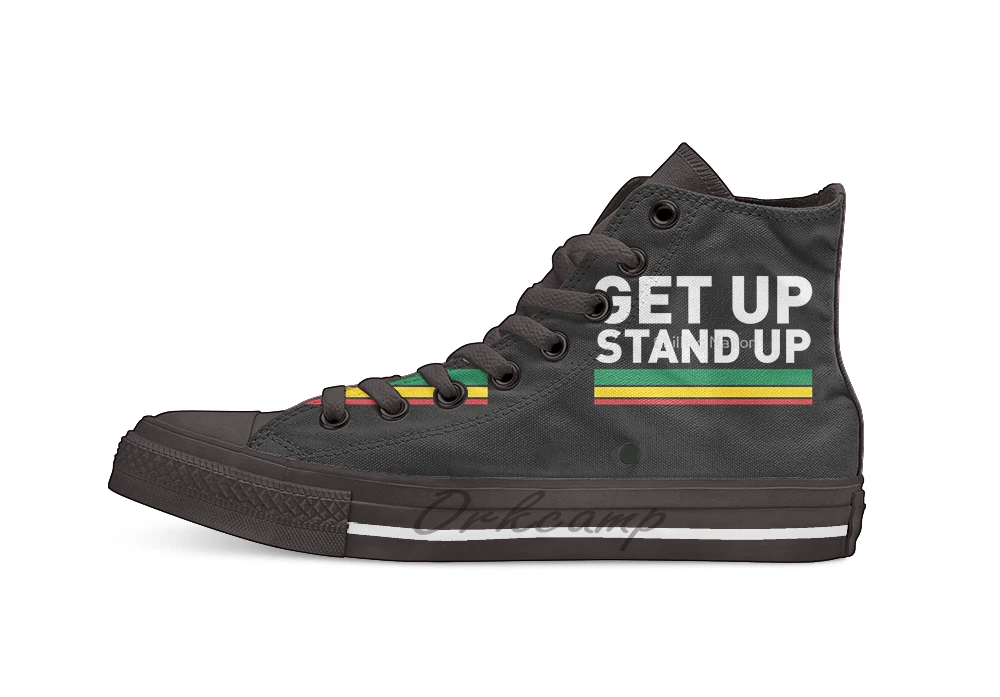 Get up Stand up Reggae rasta vibrations Design breathable Casual High Top lace-up Canvas shoes sneakers For Drop shipping
Get up Stand up Reggae rasta vibrations Design breathable Casual High Top lace-up Canvas shoes sneakers For Drop shipping