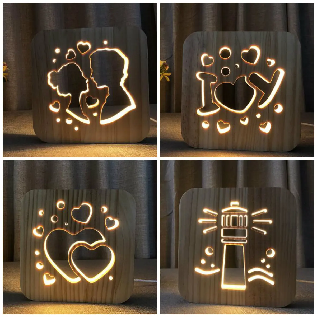 Дерево LED ночное освещение 3D визуальная лампа Lover Heart Декор ночник I LOVE YOU USB