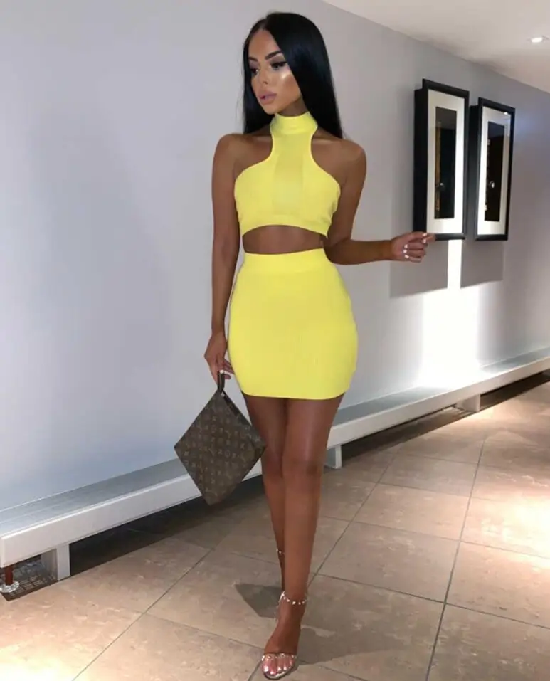 Hot Summer Style Sexy Yellow Blue 2 Piece Bandage Dress 2019 Elegant Fashion Party Dress
Hot Summer Style Sexy Yellow Blue 2 Piece Bandage Dress 2019 Elegant Fashion Party Dress