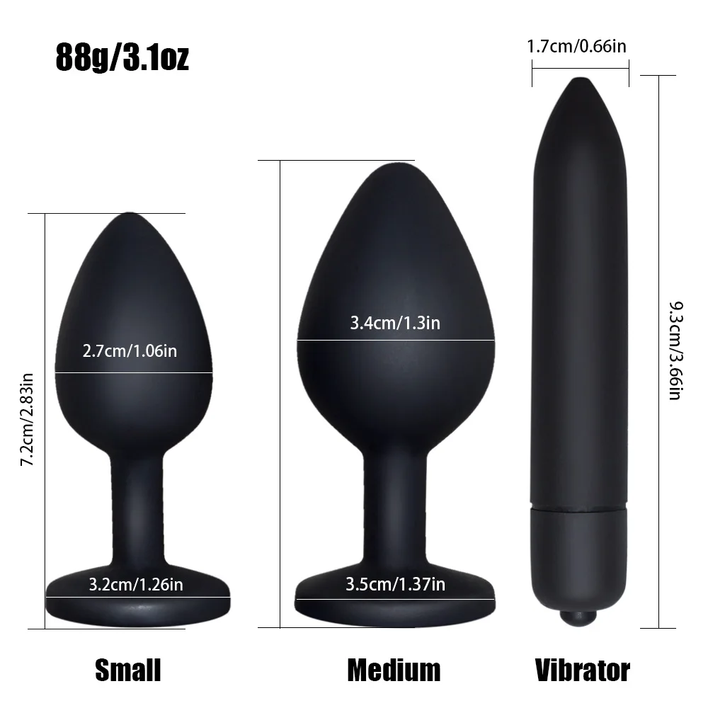 3PCS Soft Silicone Anal Butt Plug Prostate Massager for Adult Gay