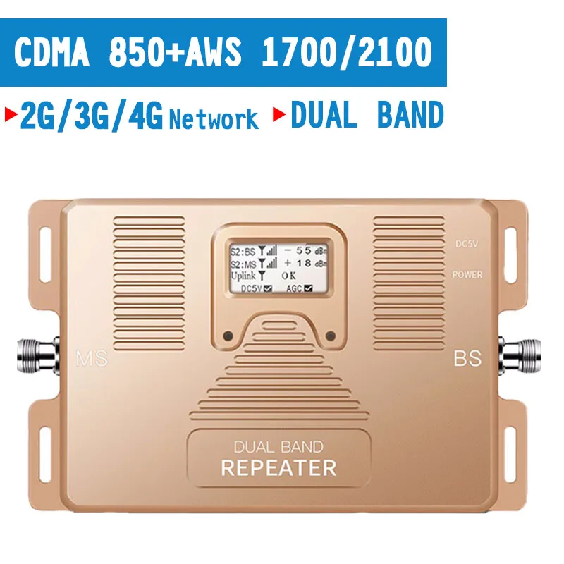 2G 3G CDMA 850MHz 4G AWS 1700 2100mhz Dual Band Cell Phone Signal Booster 70dB LCD Display 3G Mobile Phone Amplifier 4G Repeater
2G 3G CDMA 850MHz 4G AWS 1700 2100mhz Dual Band Cell Phone Signal Booster 70dB LCD Display 3G Mobile Phone Amplifier 4G Repeater