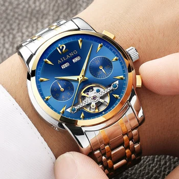 Calendar watch men ailang luxury brand Bright Sapphire Tourbillon automatic mechanical watch multi-function b2603 - 10
Calendar watch men ailang luxury brand Bright Sapphire Tourbillon automatic mechanical watch multi-function b2603 - 10
