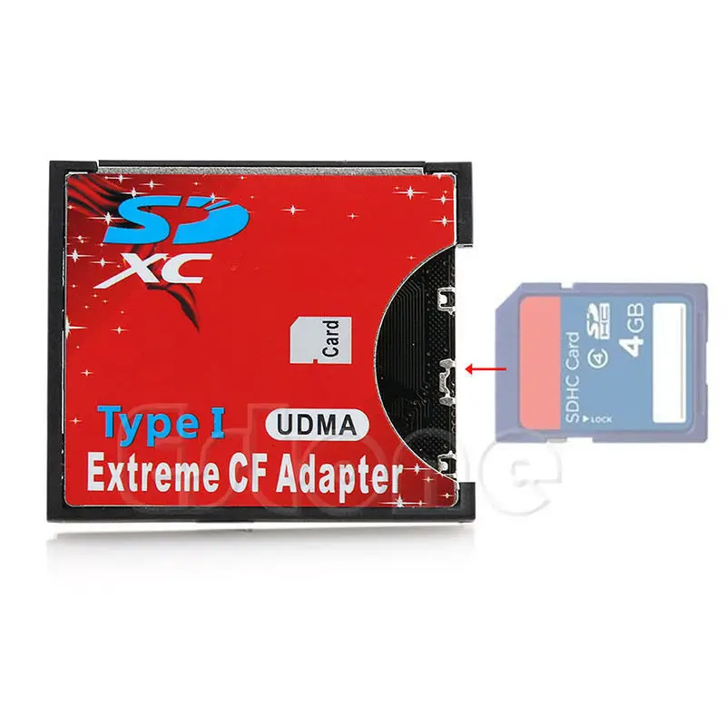 

Speed SDXC SDHC SD to CF Compact Flash Memory Card Reader Adapter Type I High