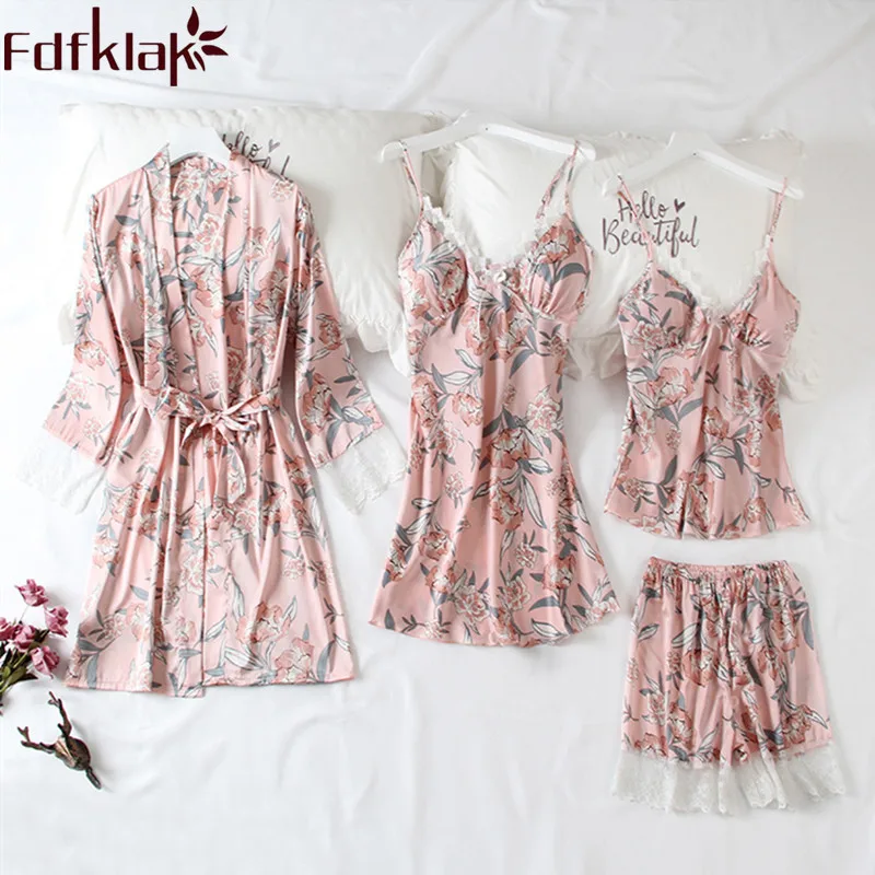 4 Pcs Pijama Suit Spring Summer Women Pyjamas Sexy Pajamas For Women Sleepwear Lingerie Femme Home Clothes Pijama Mujer Fdfklak
4 Pcs Pijama Suit Spring Summer Women Pyjamas Sexy Pajamas For Women Sleepwear Lingerie Femme Home Clothes Pijama Mujer Fdfklak
