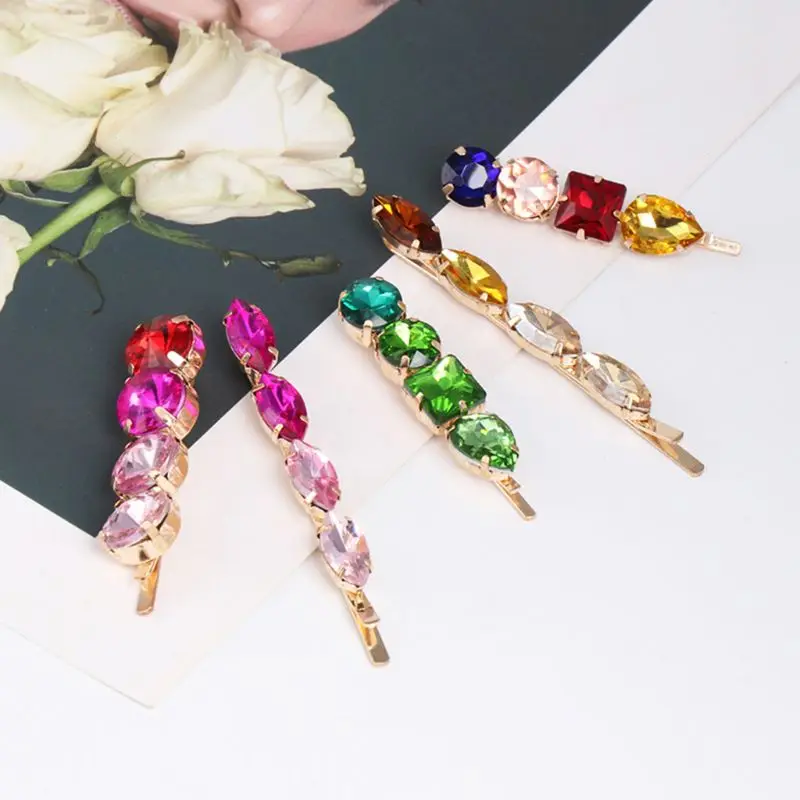 Ladies Luxury Colored Jewelry One Word Hairpin Imitation Diamond Metal Alloy Spring Hairgrip Side Bangs Styling Hair Accessories
Ladies Luxury Colored Jewelry One Word Hairpin Imitation Diamond Metal Alloy Spring Hairgrip Side Bangs Styling Hair Accessories