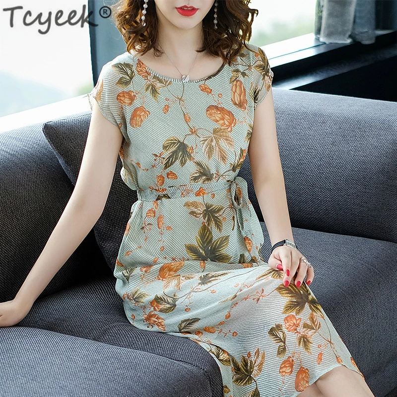 Tcyeek Women Dress Summer Long Print Floral Dress Plus Size Real Silk Green Dresses Party Beach Dresses Vintage Vestido LWL1501
Tcyeek Women Dress Summer Long Print Floral Dress Plus Size Real Silk Green Dresses Party Beach Dresses Vintage Vestido LWL1501