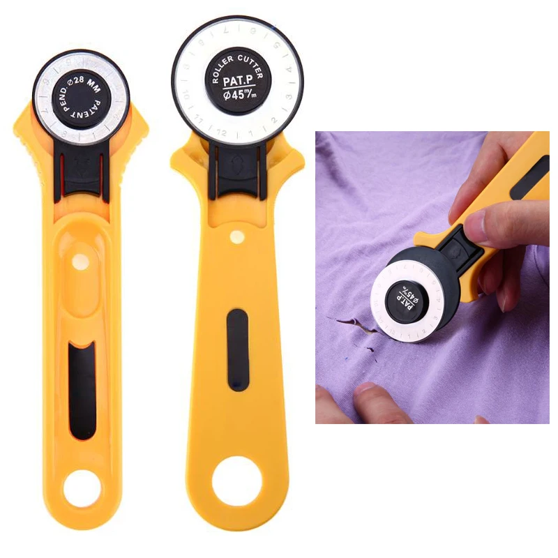 28/45mm Patchwork Roller Wheel Round Knife Cloth Fabric Leather Cutter Tool DIY Apparel Sewing Accessories Yellow
28/45mm Patchwork Roller Wheel Round Knife Cloth Fabric Leather Cutter Tool DIY Apparel Sewing Accessories Yellow