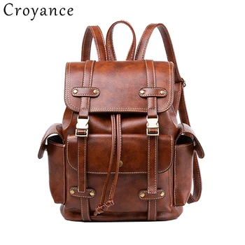 Croyance Vintage Backpack Women PU Leather Knapsack For Teenage Girls School Bag Fashion Simple Style Black Shoulder Bag Youth
Croyance Vintage Backpack Women PU Leather Knapsack For Teenage Girls School Bag Fashion Simple Style Black Shoulder Bag Youth