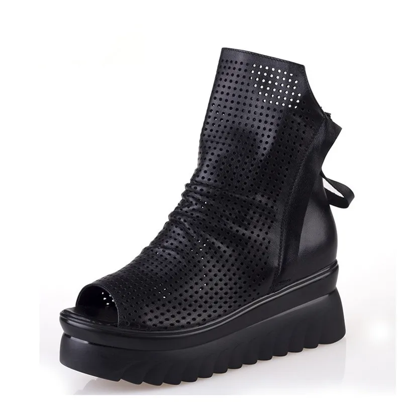 SWYIVY Woman Boots Platform Fish Mouth Hole Breathable 2018 Genuine Leather Ankle Boots Female Summer Wedge Woman Boot 40 Size
SWYIVY Woman Boots Platform Fish Mouth Hole Breathable 2018 Genuine Leather Ankle Boots Female Summer Wedge Woman Boot 40 Size
