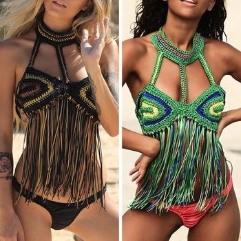 2019 New Black Sexy Women Tassel Bikini Top Boho Beach Swimwear Crochet Fringe Bikini Bra Halter Camisoles Tank Swimsuit
2019 New Black Sexy Women Tassel Bikini Top Boho Beach Swimwear Crochet Fringe Bikini Bra Halter Camisoles Tank Swimsuit