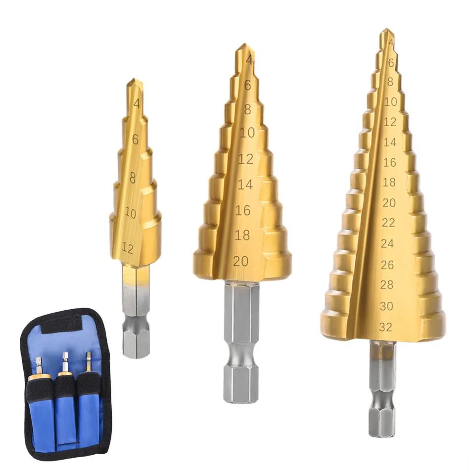 4-32 mm HSS Titanium Coated Step Drill Bit Drilling Power Tools Metal High Speed Steel Wood Hole Cutter Cone Drill керн сверла
4-32 mm HSS Titanium Coated Step Drill Bit Drilling Power Tools Metal High Speed Steel Wood Hole Cutter Cone Drill керн сверла