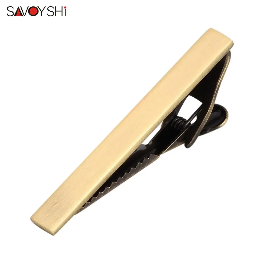 

SAVOYSHI Newest high quality laser engraving tie clip bar clasp Vintage style Bronze men's business tie pin Free custom Logo