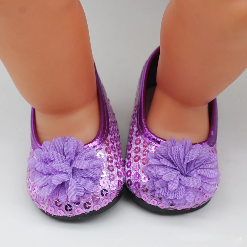 Fashion doll shoes for dolls fits 43 cm baby born Zapf dolls and 18 Girl Flower doll shoes accessory for children gift (4)