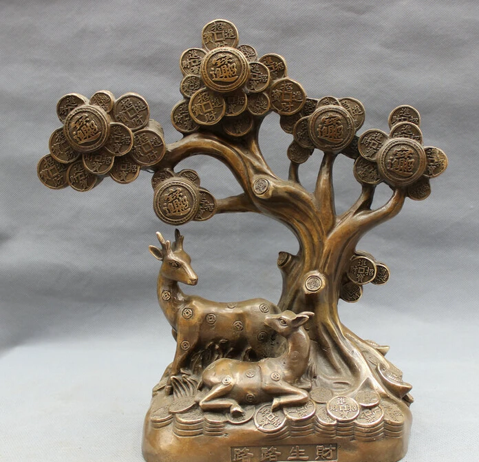 song voge gem S4951 12" Marked Chinese Classical Bronze Copper FengShui Coin Tree 2 Deer Statue Set
song voge gem S4951 12" Marked Chinese Classical Bronze Copper FengShui Coin Tree 2 Deer Statue Set