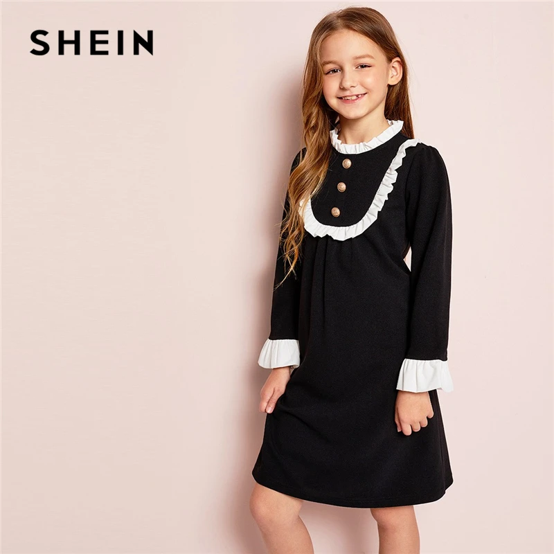 SHEIN Kiddie Stand Collar Ruffle Colorblock Frill Button Girl Party Dress Girls Clothing 2019 Long Sleeve Preppy Kids Dresses
SHEIN Kiddie Stand Collar Ruffle Colorblock Frill Button Girl Party Dress Girls Clothing 2019 Long Sleeve Preppy Kids Dresses