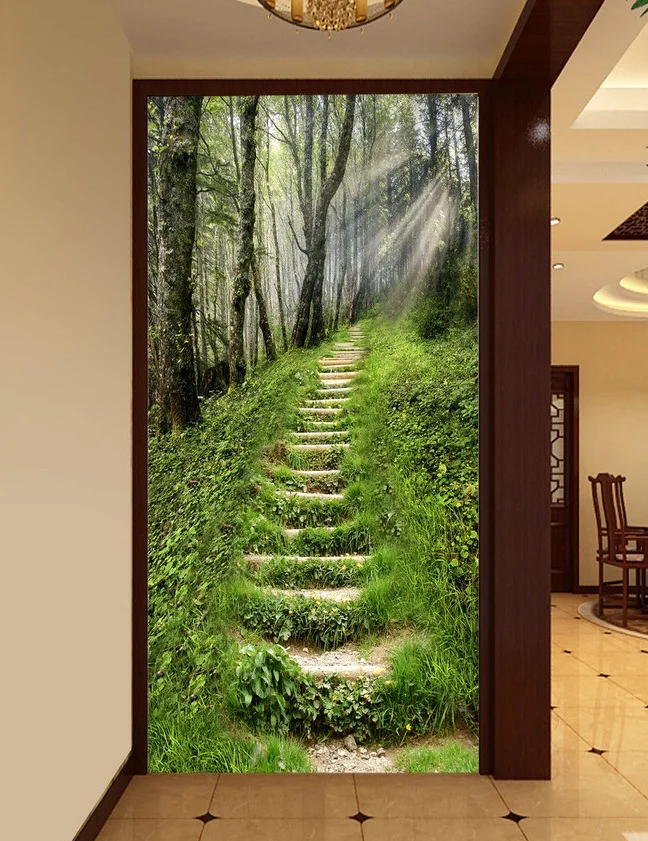 

3d room wallpaper custom mural non-woven Wall sticker Hd 3 d sunshine forest path porch painting photo wallpaper for walls 3d