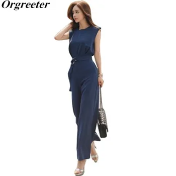 Jumpsuit For Women 2018 Summer New O Neck Sleeveless Wide Leg Pants With Best Solid Black Blue Korean OL Formal Wear Plus Size
Jumpsuit For Women 2018 Summer New O Neck Sleeveless Wide Leg Pants With Best Solid Black Blue Korean OL Formal Wear Plus Size