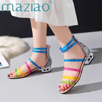 MAZIAO New Arrival 2019Fashion Leather Gladiator Sandals Women Transparent Pvc mixed Colors Square Low Heels Summer Ladies Shoes
MAZIAO New Arrival 2019Fashion Leather Gladiator Sandals Women Transparent Pvc mixed Colors Square Low Heels Summer Ladies Shoes