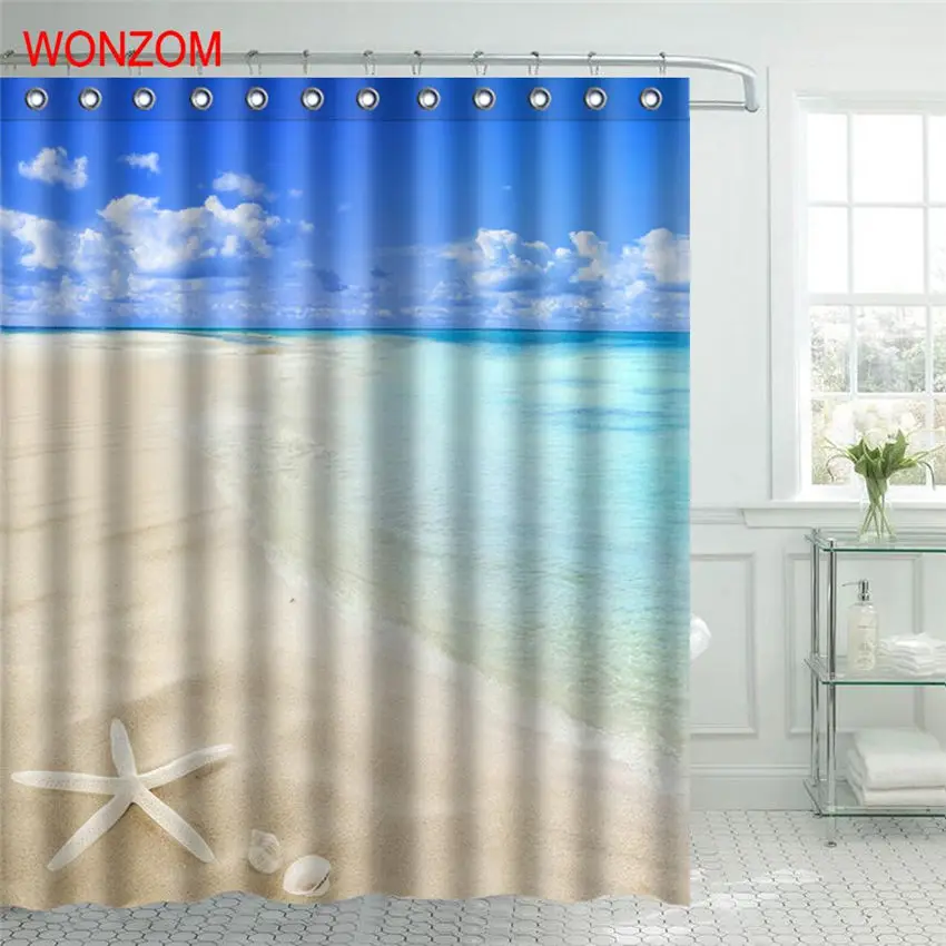 WONZOM Beach Sea Starfish Shower Curtain Fabric Bathroom Decor Decoration Cortina De Bano Polyester Sky Bath Curtain With Hooks
WONZOM Beach Sea Starfish Shower Curtain Fabric Bathroom Decor Decoration Cortina De Bano Polyester Sky Bath Curtain With Hooks