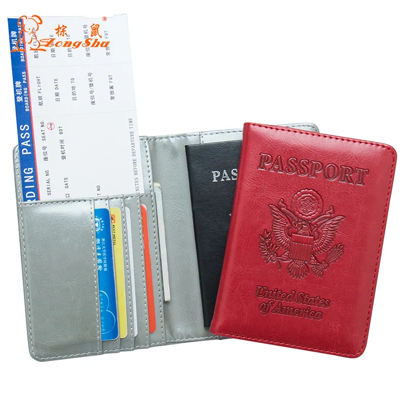 Фото Обложка для паспорта с RFID-защитой мягкая однотонная красная дорожная масляным