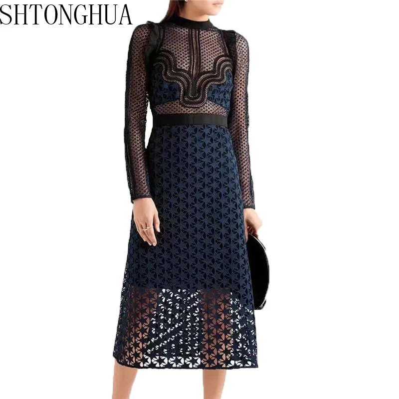 SHTONGHUA Self-Portrait Runway Dress 2019 Women Star Hollow Out Lace Mesh Patchwork Long Sleeve Sexy High Waist Party Dress
SHTONGHUA Self-Portrait Runway Dress 2019 Women Star Hollow Out Lace Mesh Patchwork Long Sleeve Sexy High Waist Party Dress