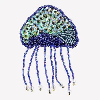 

10pieces Beaded Sequin Jellyfish Patches Beading Fringe Badges for Clothes Bags Shoes Decorated DIY Sewing Accessories TH1284