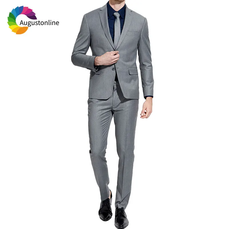 

Slim Fit Grey Men Suits Wedding Custom Made Formal Business Best Man Blazer Jacket Pants 2Piece Groom Tuxedo Costume Homme Terno