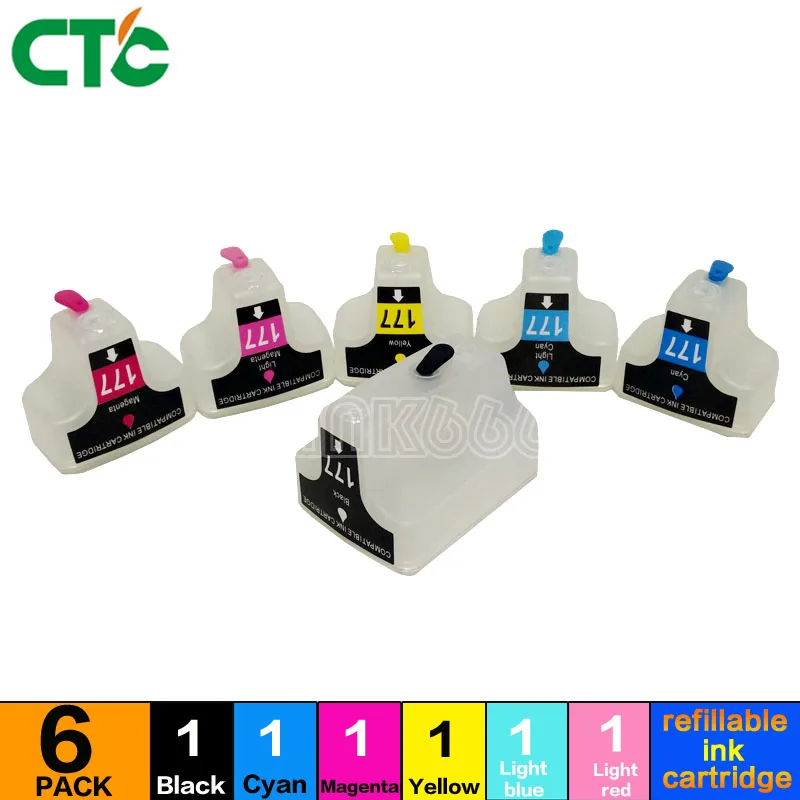 CTC for 177 Empty Refillable ink cartridges For CHP Photosmart 3210 D7460 C5100 C5140 C5183 C6270 C6280 C6180 C6183 C7170
CTC for 177 Empty Refillable ink cartridges For CHP Photosmart 3210 D7460 C5100 C5140 C5183 C6270 C6280 C6180 C6183 C7170