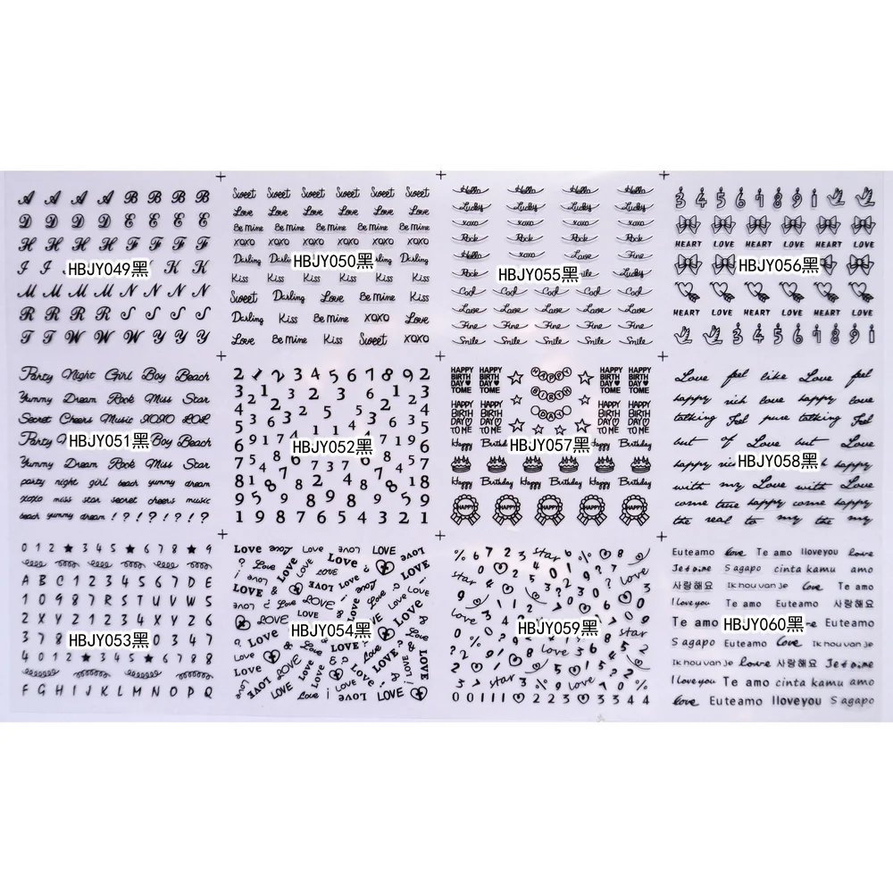 12 SHEETS NAIL ART 3D SELF ADHESIVE GOLD SILVER BLACK WHITE STICKER DECAL SLIDER ALPHABET NUMBERS HEART BOW TIE HBJY49-60
12 SHEETS NAIL ART 3D SELF ADHESIVE GOLD SILVER BLACK WHITE STICKER DECAL SLIDER ALPHABET NUMBERS HEART BOW TIE HBJY49-60