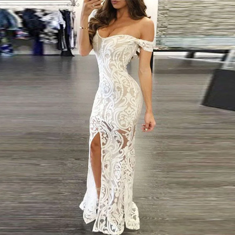 Women White Lace Patchwork Long Summer Evening Party Dress Dresses Vestidos For Female Women Off Shoulder Sexy Party Dress Women
Women White Lace Patchwork Long Summer Evening Party Dress Dresses Vestidos For Female Women Off Shoulder Sexy Party Dress Women