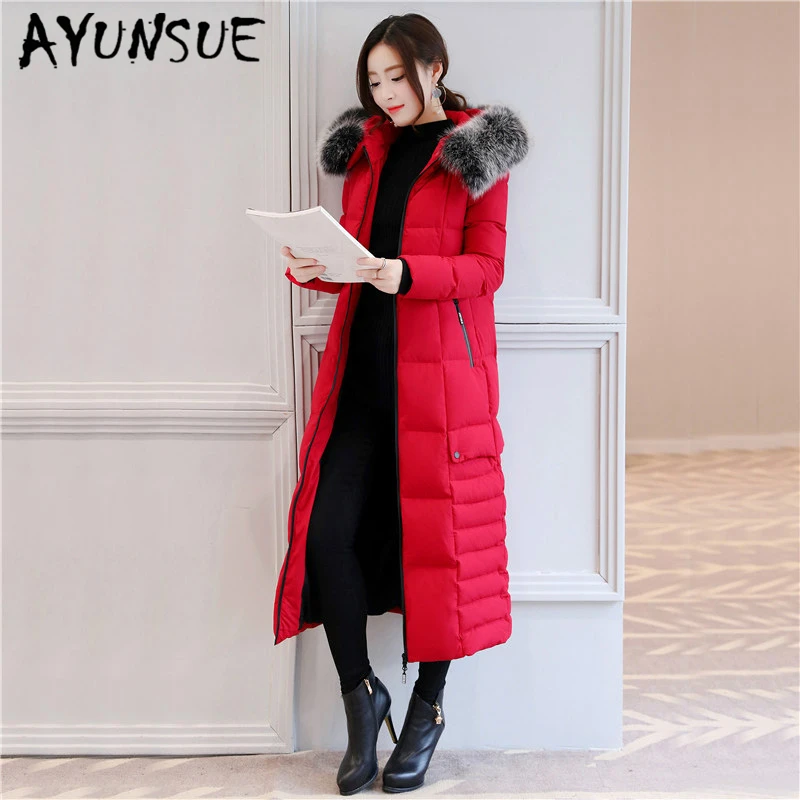 AYUNSUE Winter Coat Female Fashion Thick Women's Down Jacket + Real Fox Fur Collar Red Slim Long Warm Duck Donw Jackets 18190
AYUNSUE Winter Coat Female Fashion Thick Women's Down Jacket + Real Fox Fur Collar Red Slim Long Warm Duck Donw Jackets 18190