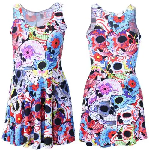 Colored Skulls Print Skater Dress 2015 new Fashion Summer Women Dress tank top women clothing
Colored Skulls Print Skater Dress 2015 new Fashion Summer Women Dress tank top women clothing