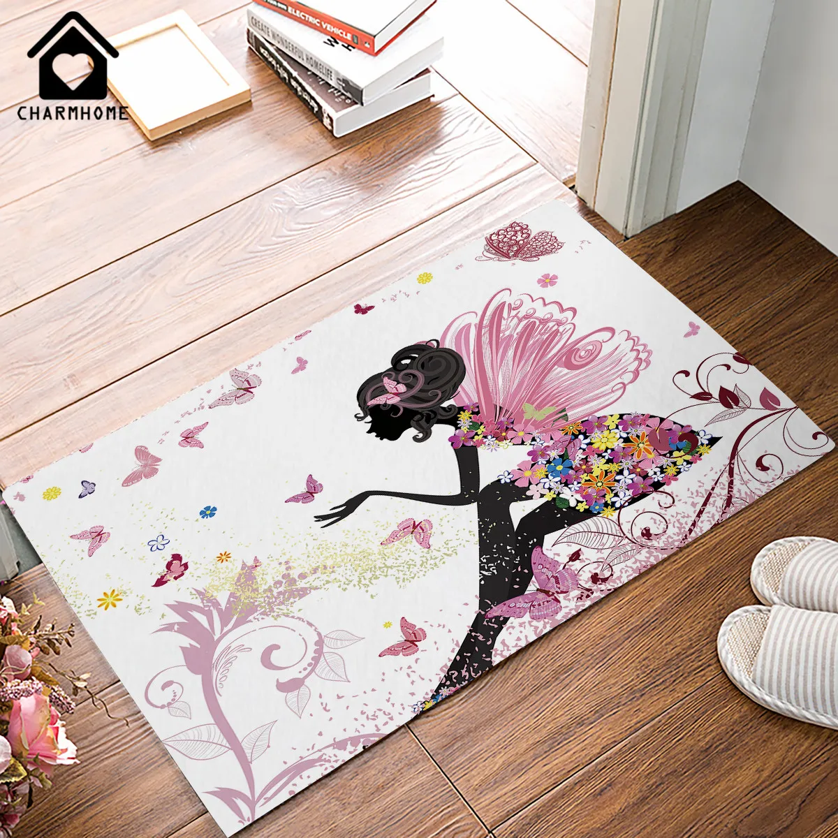 CHARMHOME Doormat Carpets Trendy Pink Flower Fairy Girl with Butterfly Print Door Mat Custom Home Kitchen Bath Doormat
CHARMHOME Doormat Carpets Trendy Pink Flower Fairy Girl with Butterfly Print Door Mat Custom Home Kitchen Bath Doormat