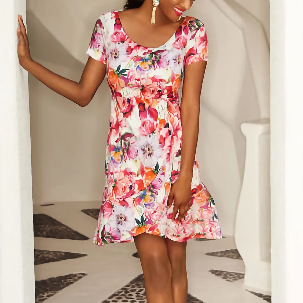 2019 New Hot Sale Women Dress Fashion Women's Summer O-Neck Floral Print Evening Party Sundress Mini Dress vestidos de verano
2019 New Hot Sale Women Dress Fashion Women's Summer O-Neck Floral Print Evening Party Sundress Mini Dress vestidos de verano