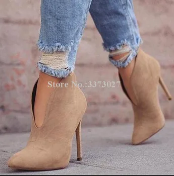 Classical Poined Toe Suede Ankle Boots Sexy 12cm Super Thin Heels Woman Short Boots Large Size 35--47 Factory Price Shoes
Classical Poined Toe Suede Ankle Boots Sexy 12cm Super Thin Heels Woman Short Boots Large Size 35--47 Factory Price Shoes
