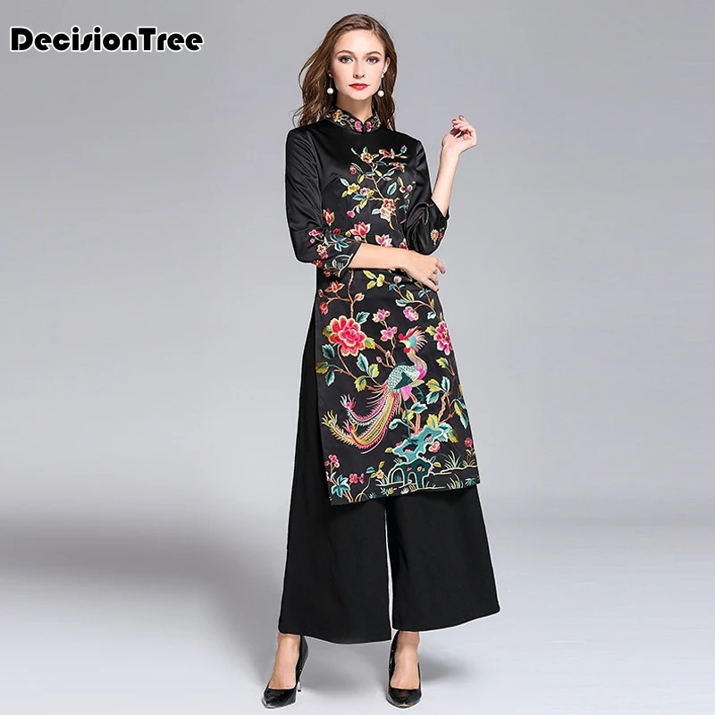 2017 autumn black woman aodai vietnam traditional clothing ao dai vietnam robes and pants vietnam costumes improved cheongsam 
2017 autumn black woman aodai vietnam traditional clothing ao dai vietnam robes and pants vietnam costumes improved cheongsam