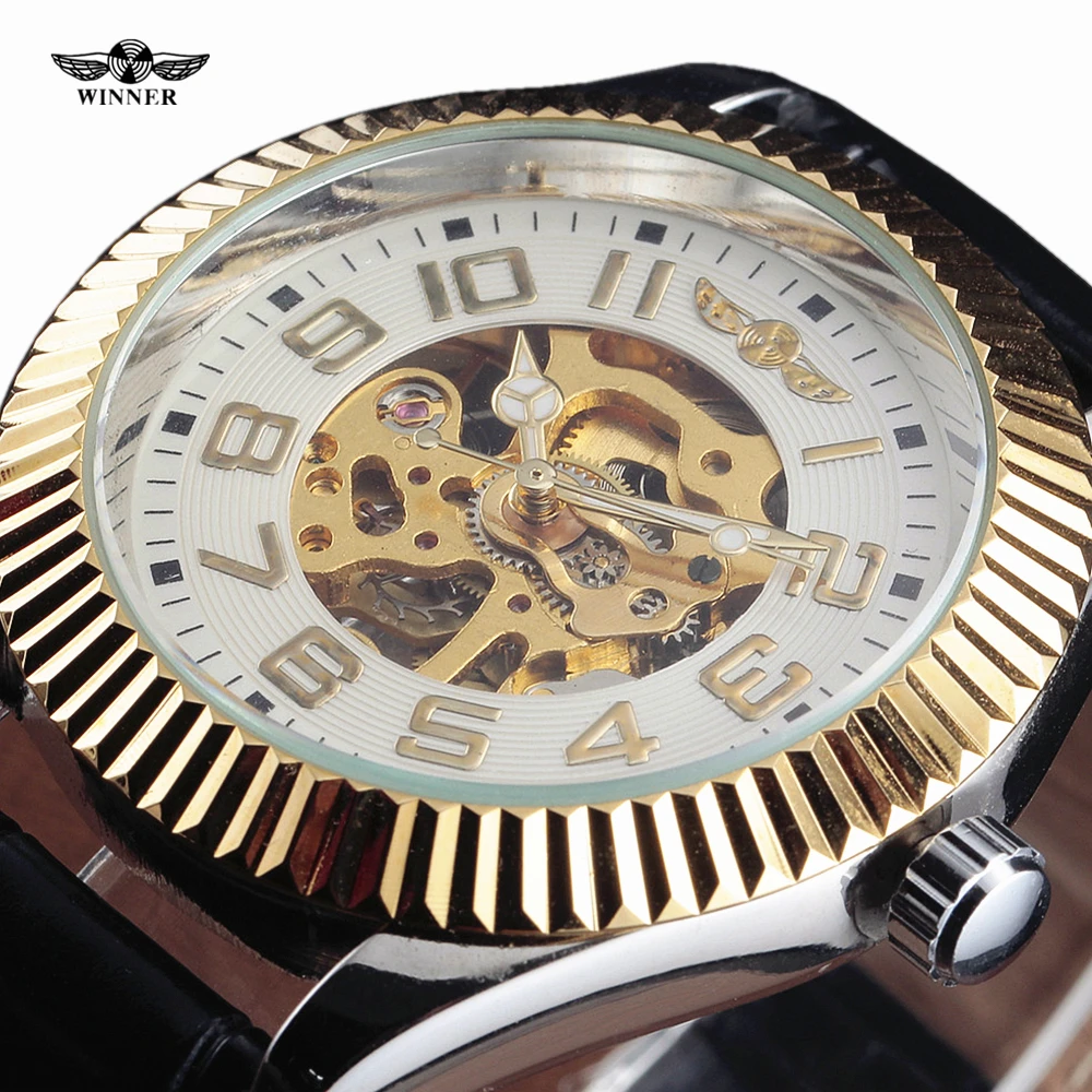 WINNER Watches Men Skeleton Mechanical Wrist Watch Business Leather Gear Case Popular Brand Automatic Men Clock Gold Watches
WINNER Watches Men Skeleton Mechanical Wrist Watch Business Leather Gear Case Popular Brand Automatic Men Clock Gold Watches