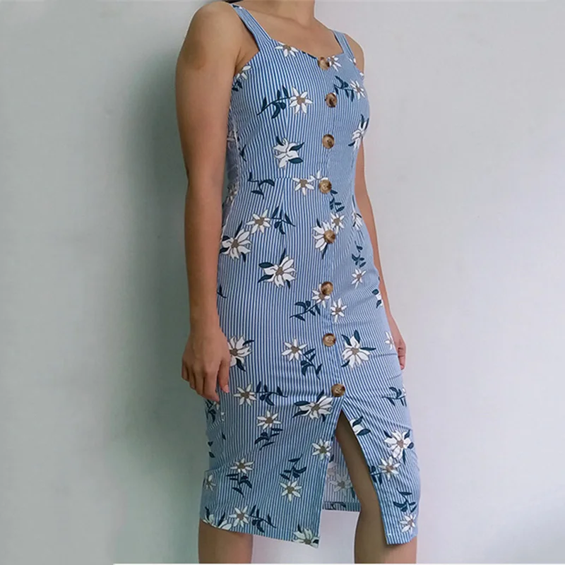 2019 Summer Women Tank Dress Single Breasted Middle Slit Ladies High Waist Step Dress Vocational Casual Dresses Floral Printed
2019 Summer Women Tank Dress Single Breasted Middle Slit Ladies High Waist Step Dress Vocational Casual Dresses Floral Printed
