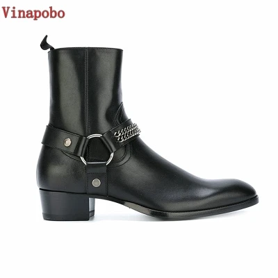 British Style Mens Chelsea Boots Elegant Slip-On Male Real Cow Leather Ankle Boots Trendy Fashion Ring Chain Men Casual Shoes
British Style Mens Chelsea Boots Elegant Slip-On Male Real Cow Leather Ankle Boots Trendy Fashion Ring Chain Men Casual Shoes