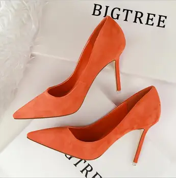 Fashion simple stiletto high-heeled shallow mouth pointed suede sexy slimming professional OL women's shoe
Fashion simple stiletto high-heeled shallow mouth pointed suede sexy slimming professional OL women's shoe