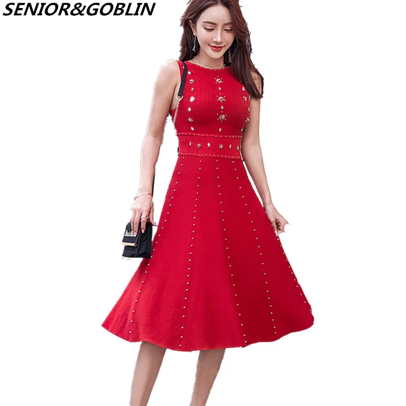 New 2019 Spring Black Sleeveless Knitted Dress Women Luxury Beading Vest Sweater Dress Summer Sexy Backless Party Vestidos
New 2019 Spring Black Sleeveless Knitted Dress Women Luxury Beading Vest Sweater Dress Summer Sexy Backless Party Vestidos