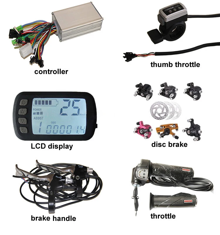 E-tech DC 24V/36V/48V Controller LCD display disc brake throttle conversion kit and accessory for Electric Bicycle Scooter
E-tech DC 24V/36V/48V Controller LCD display disc brake throttle conversion kit and accessory for Electric Bicycle Scooter