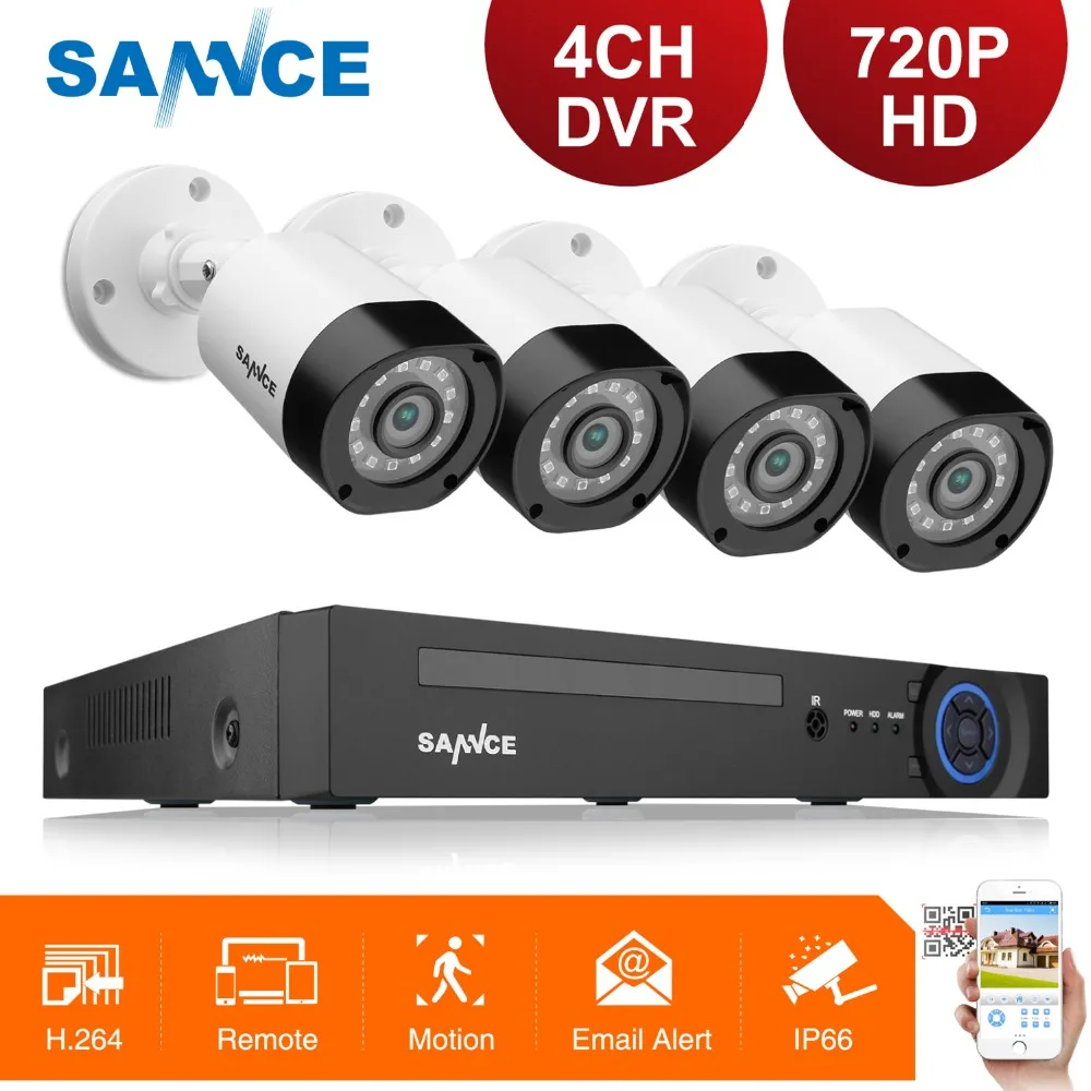 

SANNCE 4CH CCTV System 720P HDMI AHD CCTV DVR 4PCS 1.0 MP IR Outdoor Security Camera Camera Surveillance Kit